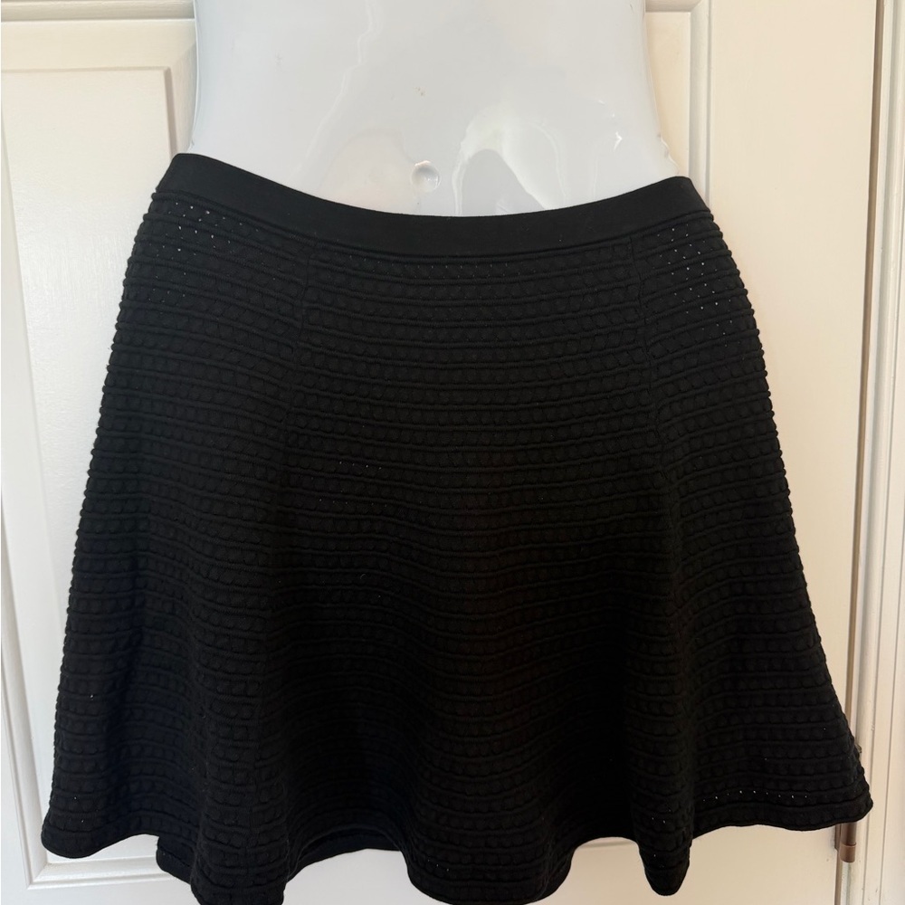 Theory Rortie Prosecco Textured Knit Flared Skirt Black Size S/P